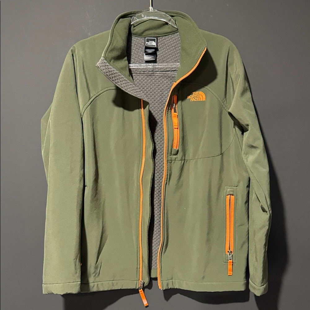 The North Face Boys Olive Performance Jacket with Orange Accents